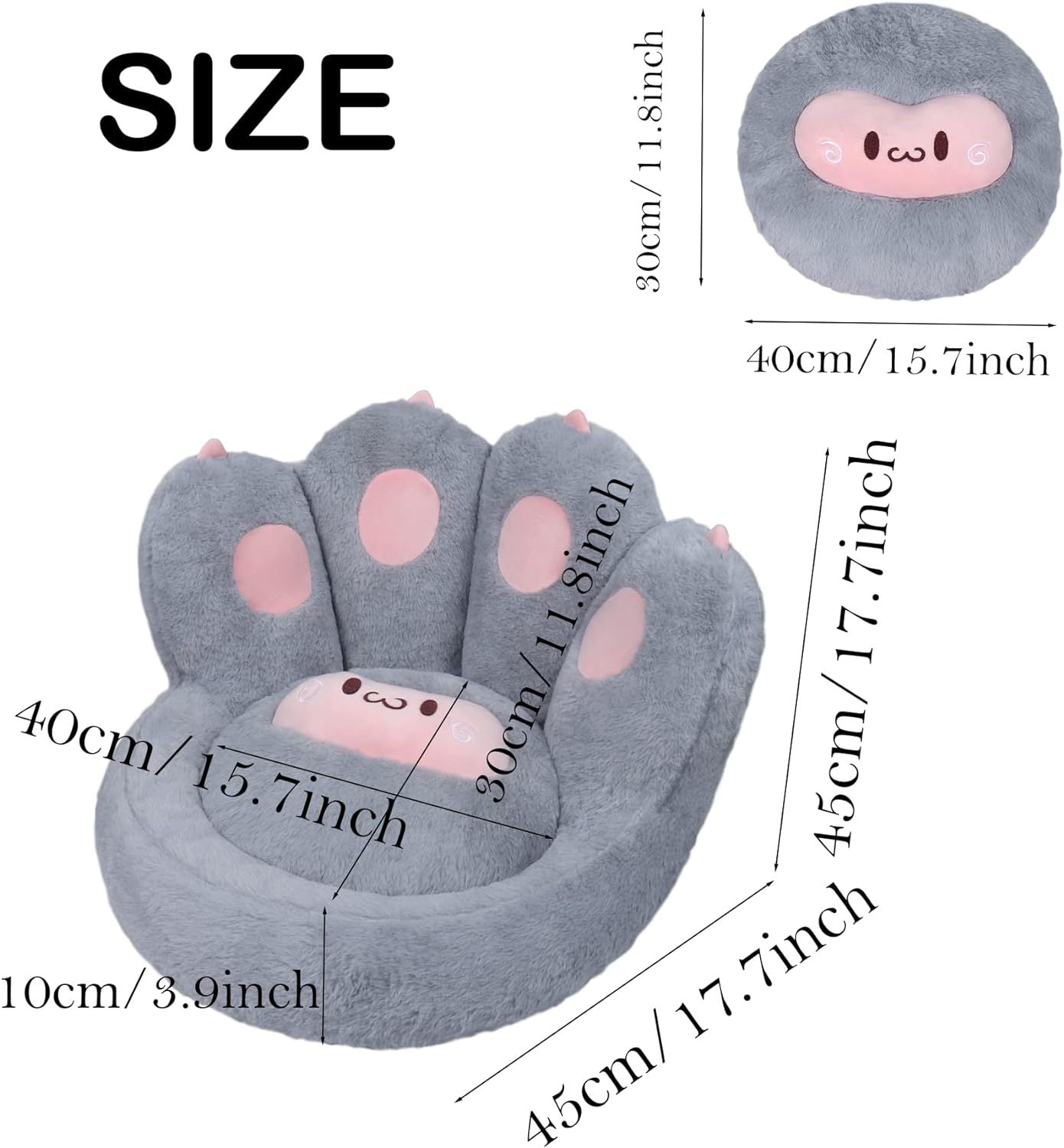 Cute Cat Paw Shape Seat Cushion with Detachable Sheep Plush