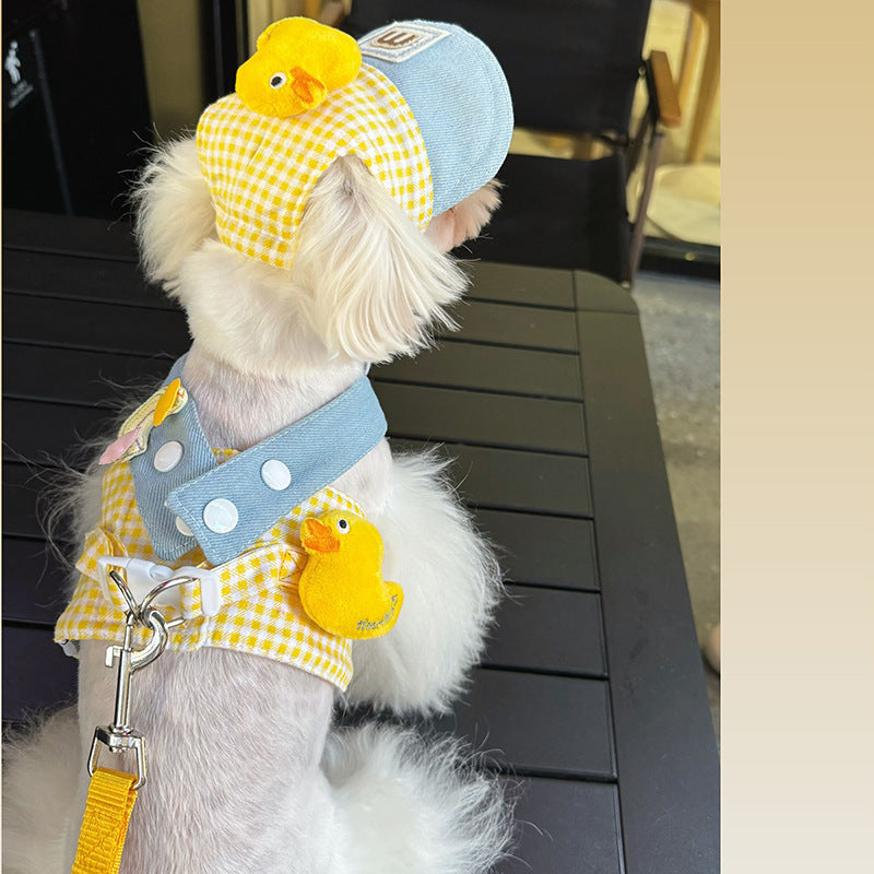 Summer Pet Harness and Leash Set with Cute Hat