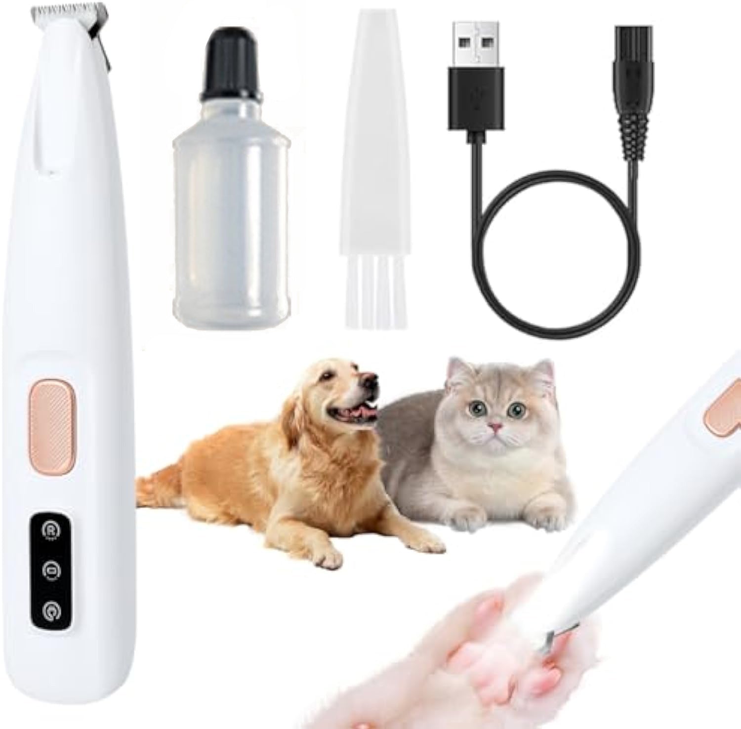 Rechargeable Dog Paw Trimmer with LED Light