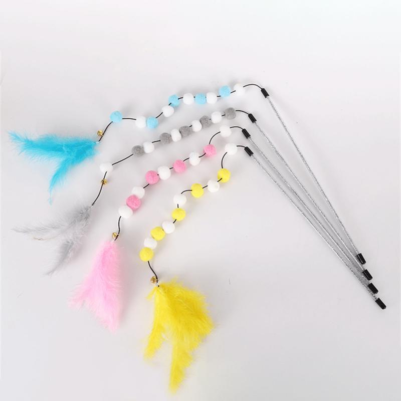 Interactive Cat Teaser Rod with Bell and Feather