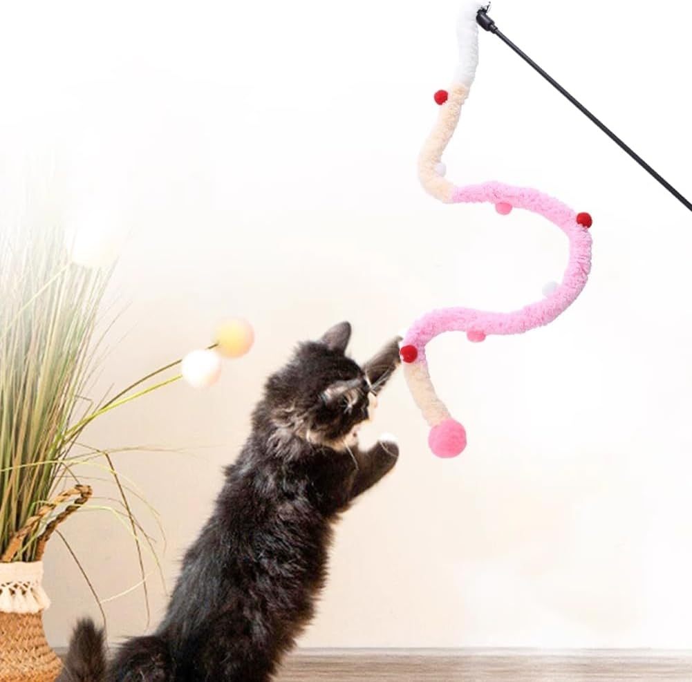 Interactive Cat Teaser Wand with Plush Strip