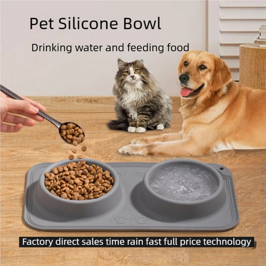 Silicone Foldable Double Pet Bowl