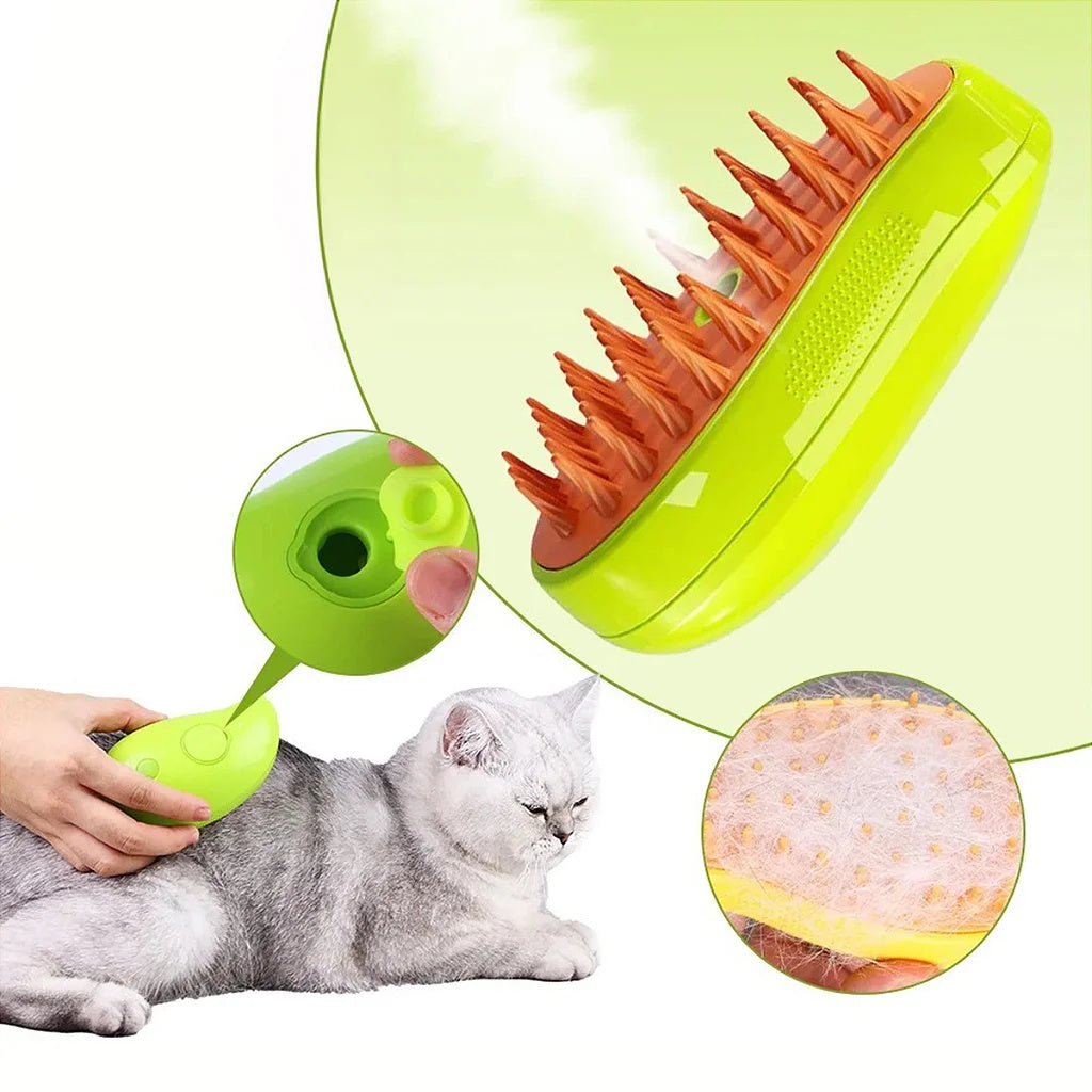 USB Rechargeable Steam Pet Grooming Brush