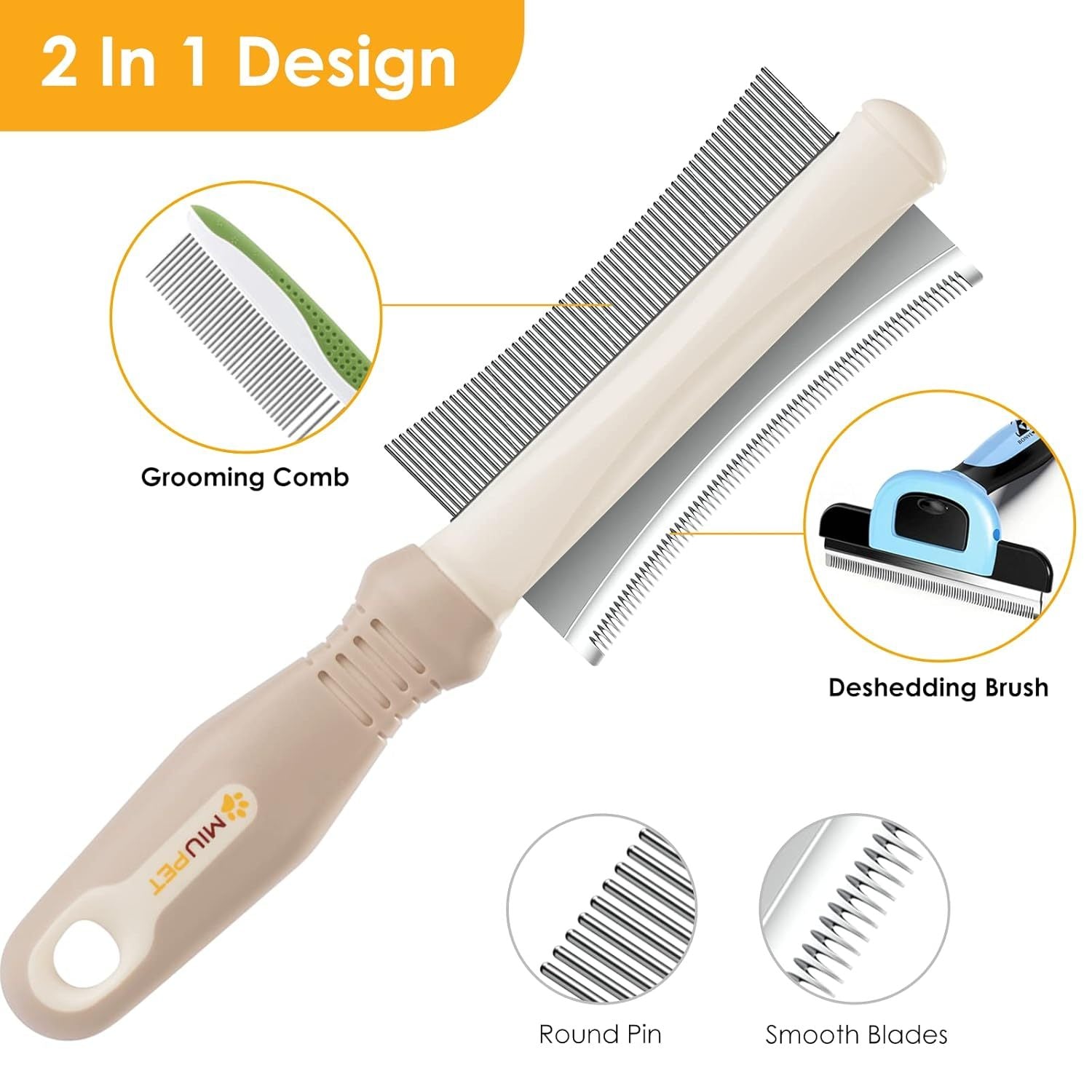 2-in-1 Deshedding and Grooming Brush for Pets