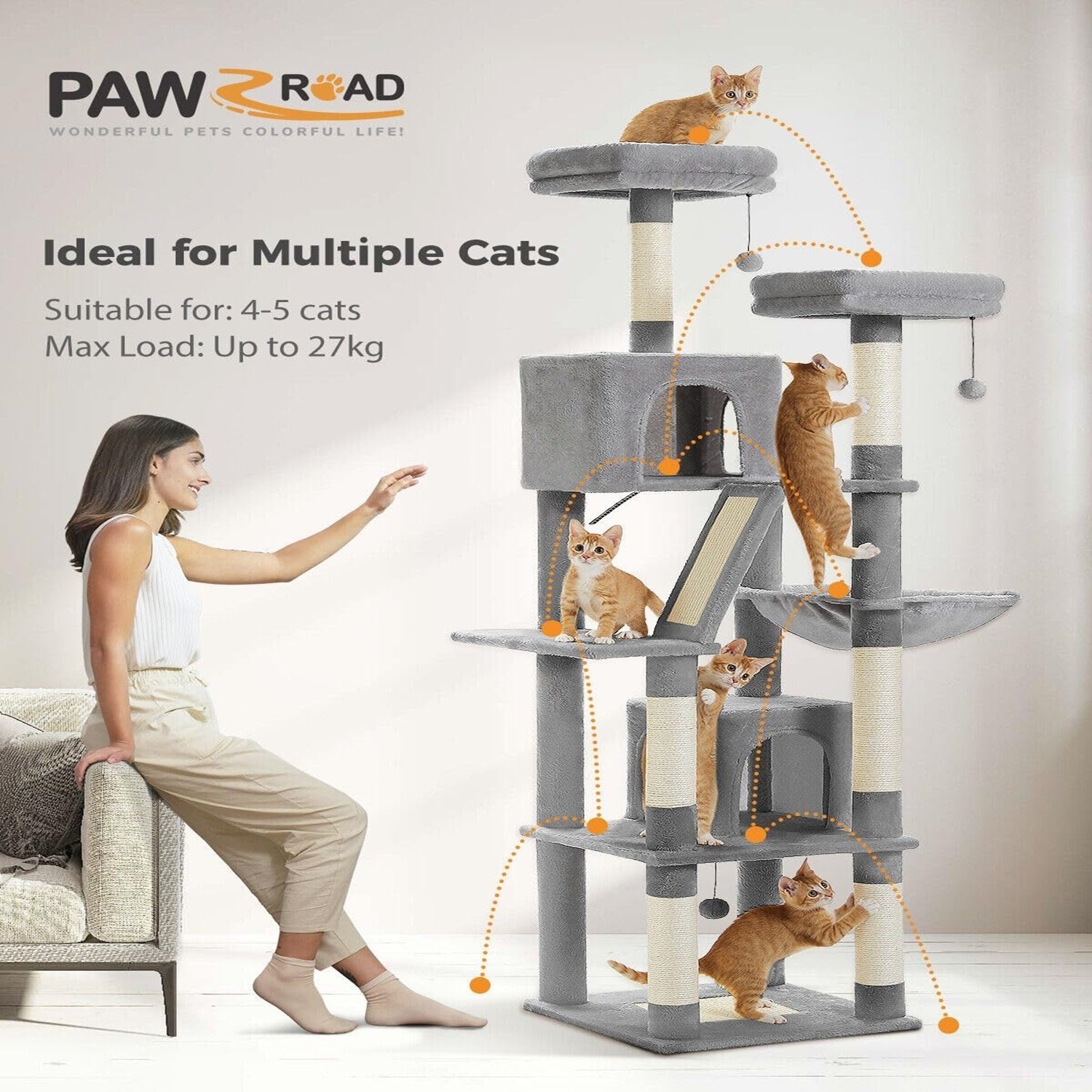 Cat Tree with Perches, Condos & Hammock