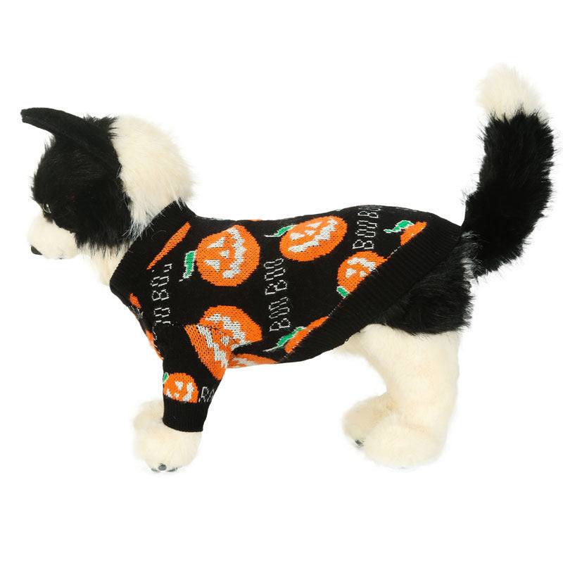 Halloween Dog Sweater with Pumpkin Pattern