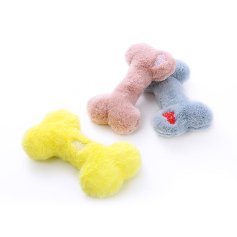 Cute Plush Bone Dog Toy - Squeaky, Chew-Resistant