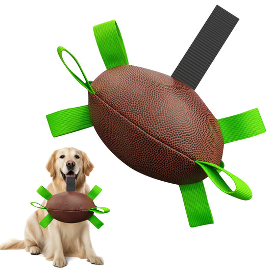 Interactive Dog Rugby Ball with Straps