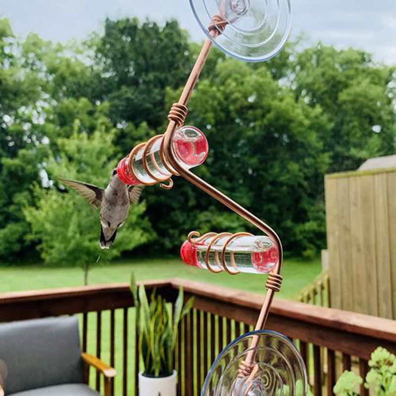 Suction Cup Hummingbird Feeder with Copper Perches