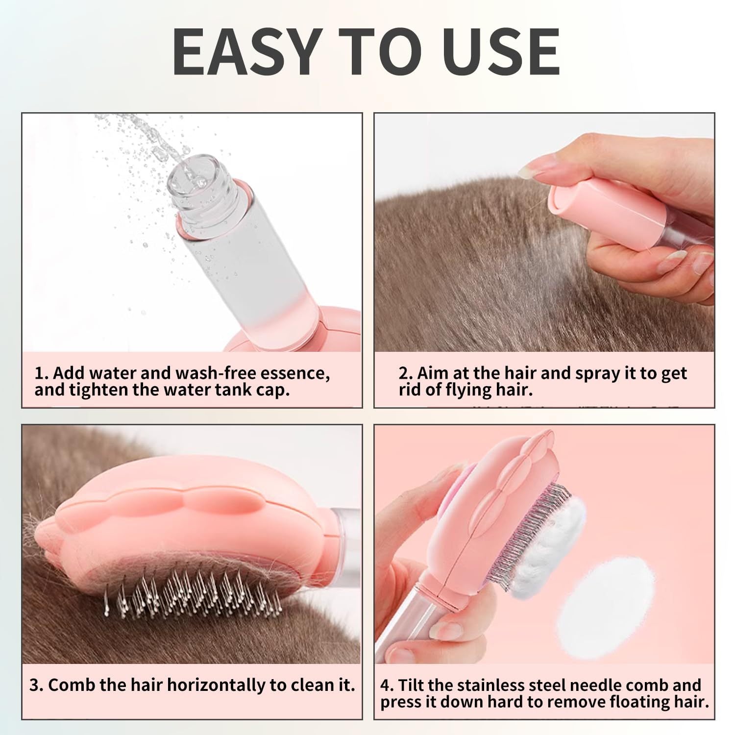 3-in-1 Spray Cat Brush with Release Button