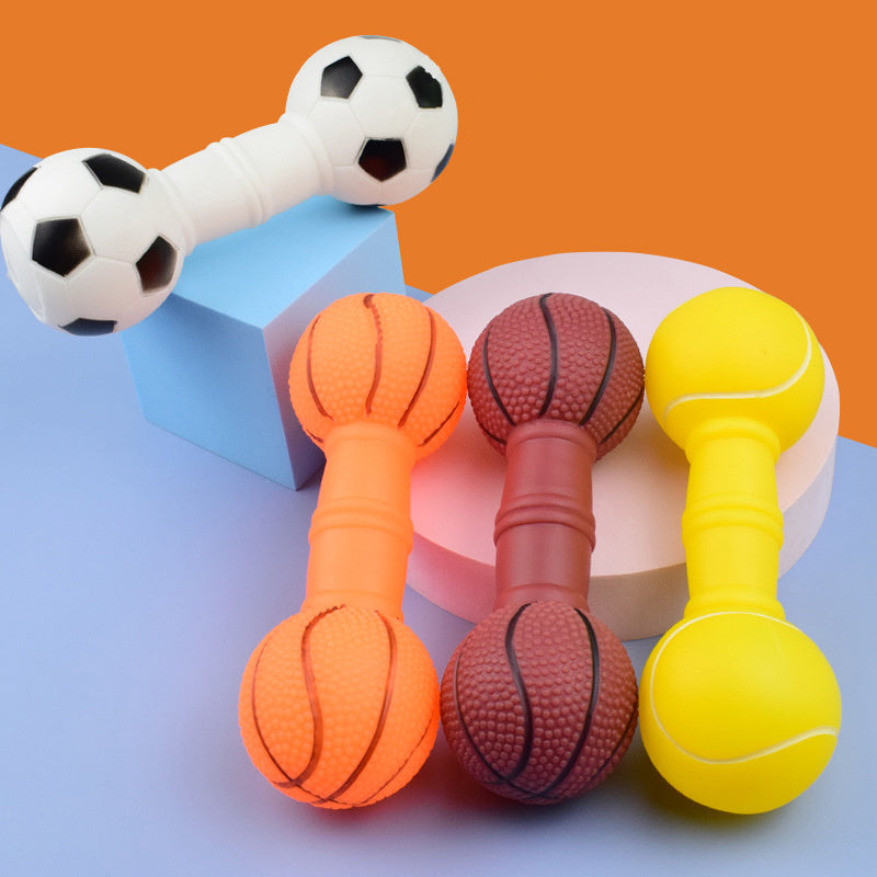 Dog Toys - Football Dumbbell Shaped Squeaky Chew Toy