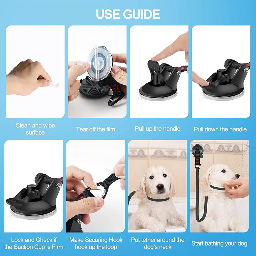 Pet Bathing Suction Cup Restraint - Anti-Grab Traction Rope