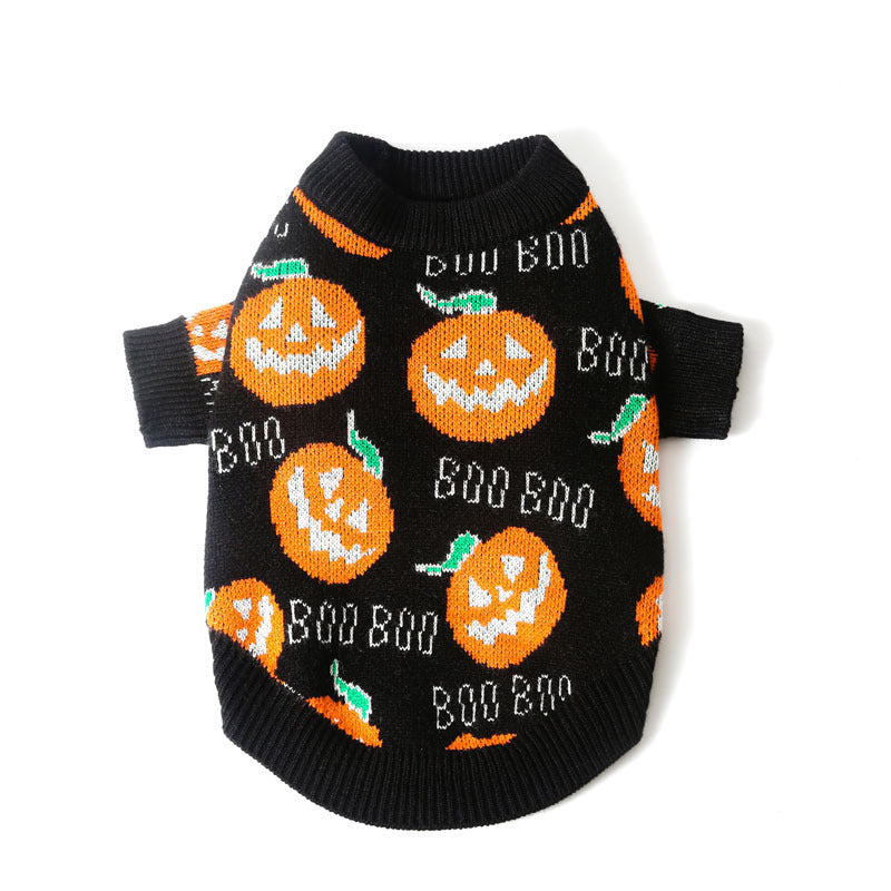 Halloween Dog Sweater with Pumpkin Pattern