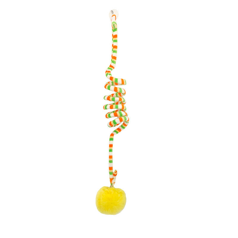 Spring Toy with Bell and Inflatable Ball for Cats