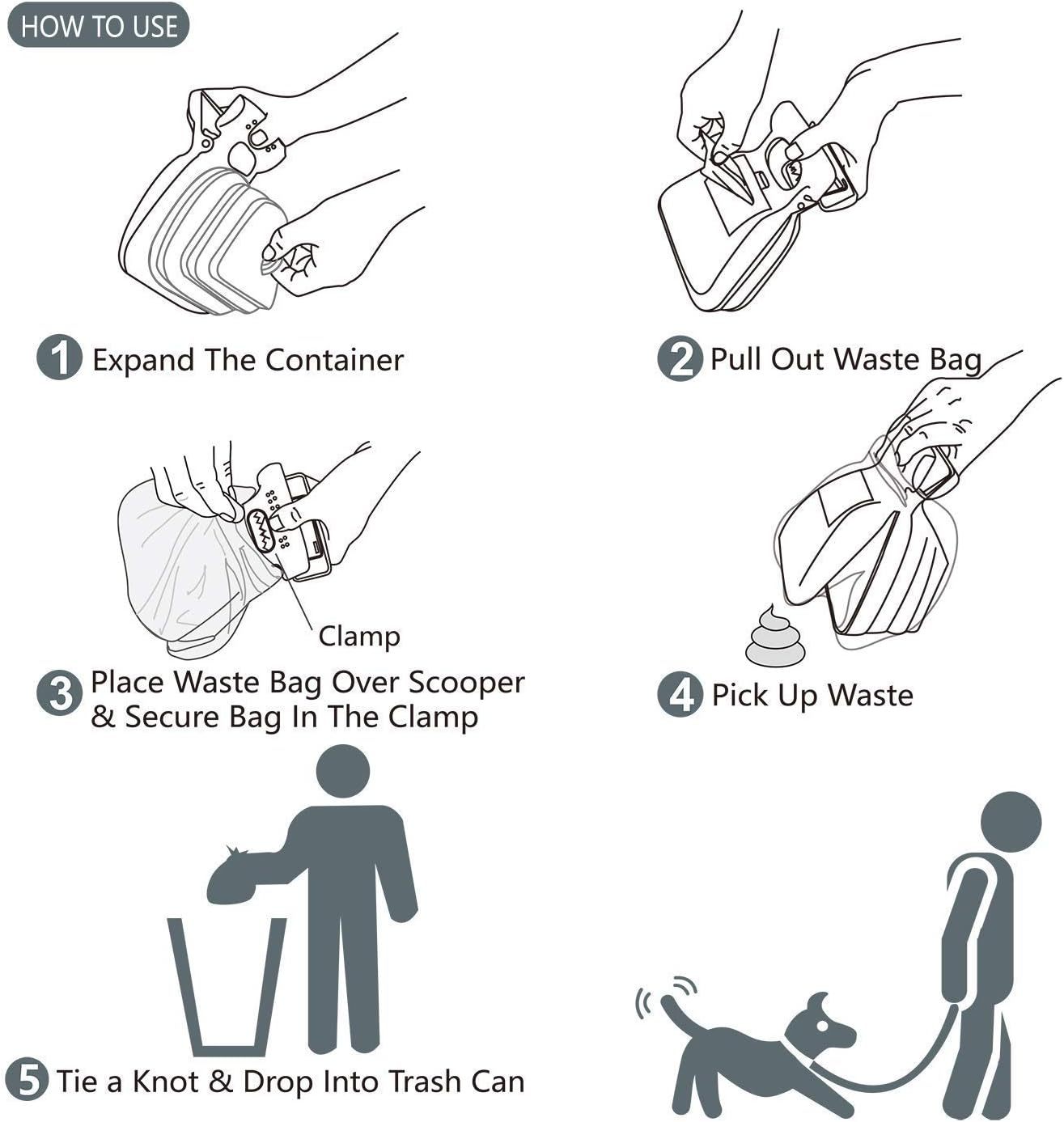 Portable Handheld Pooper Scooper with Waste Bag Attachment