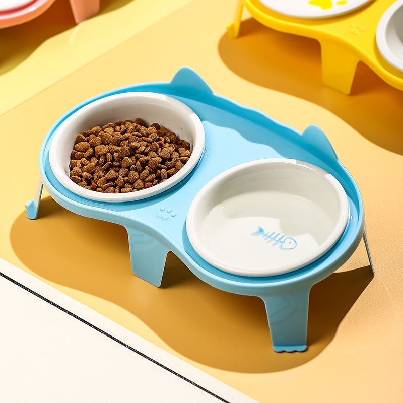 Ceramic Cat Food & Water Bowl Set