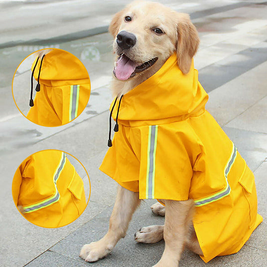 Waterproof Dog Raincoat with Reflective Stripes