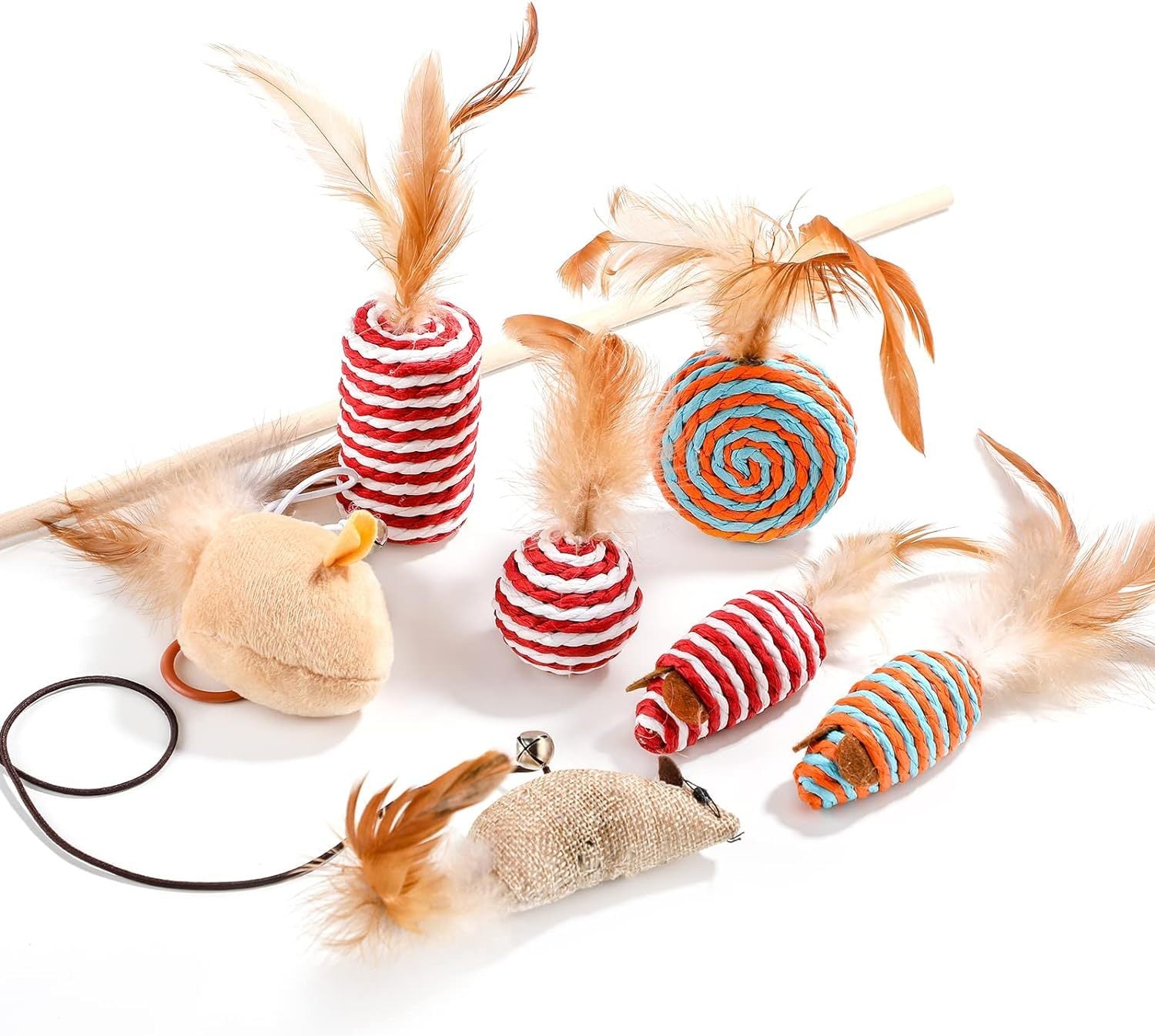 Set of 7 Cat Feather Toys