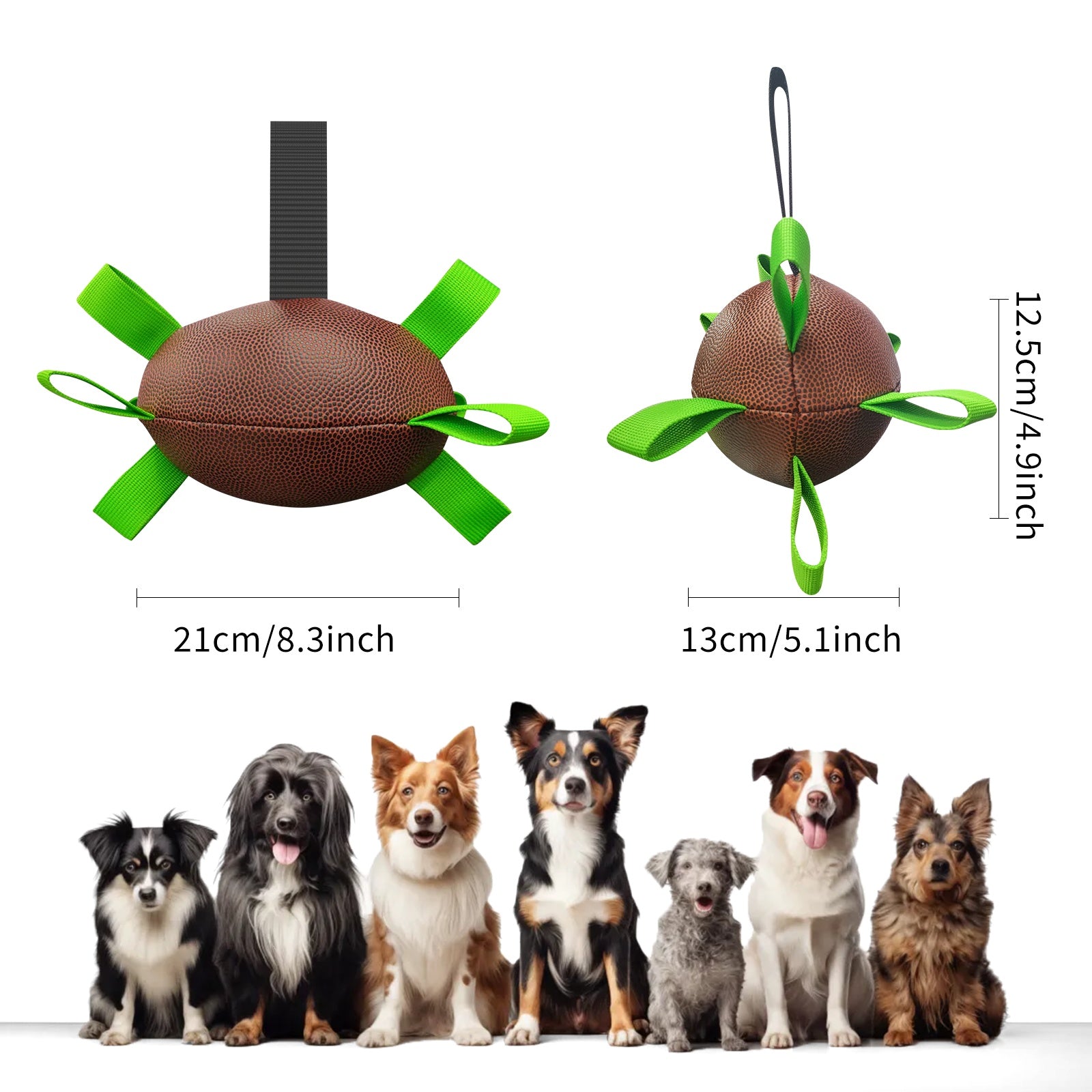 Interactive Dog Rugby Ball with Straps