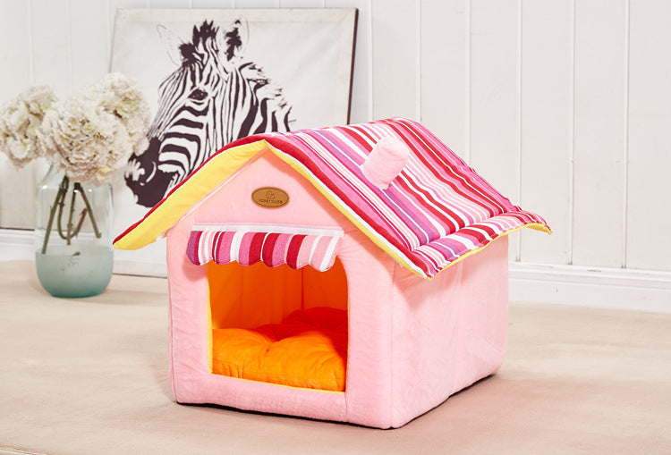 Removable Cover Striped Dog House