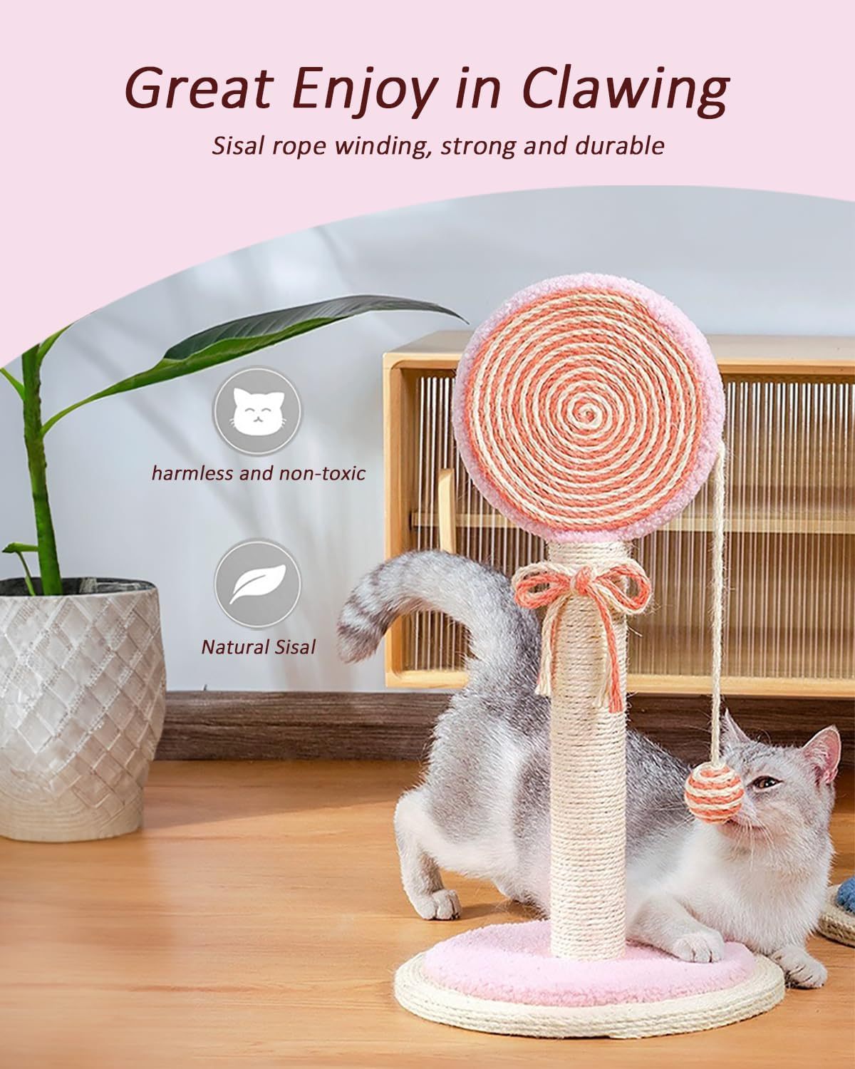 Cute Cat Scratching Post with Hanging Ball