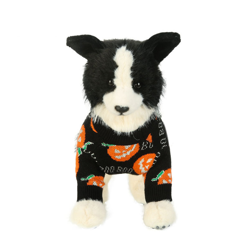 Halloween Dog Sweater with Pumpkin Pattern