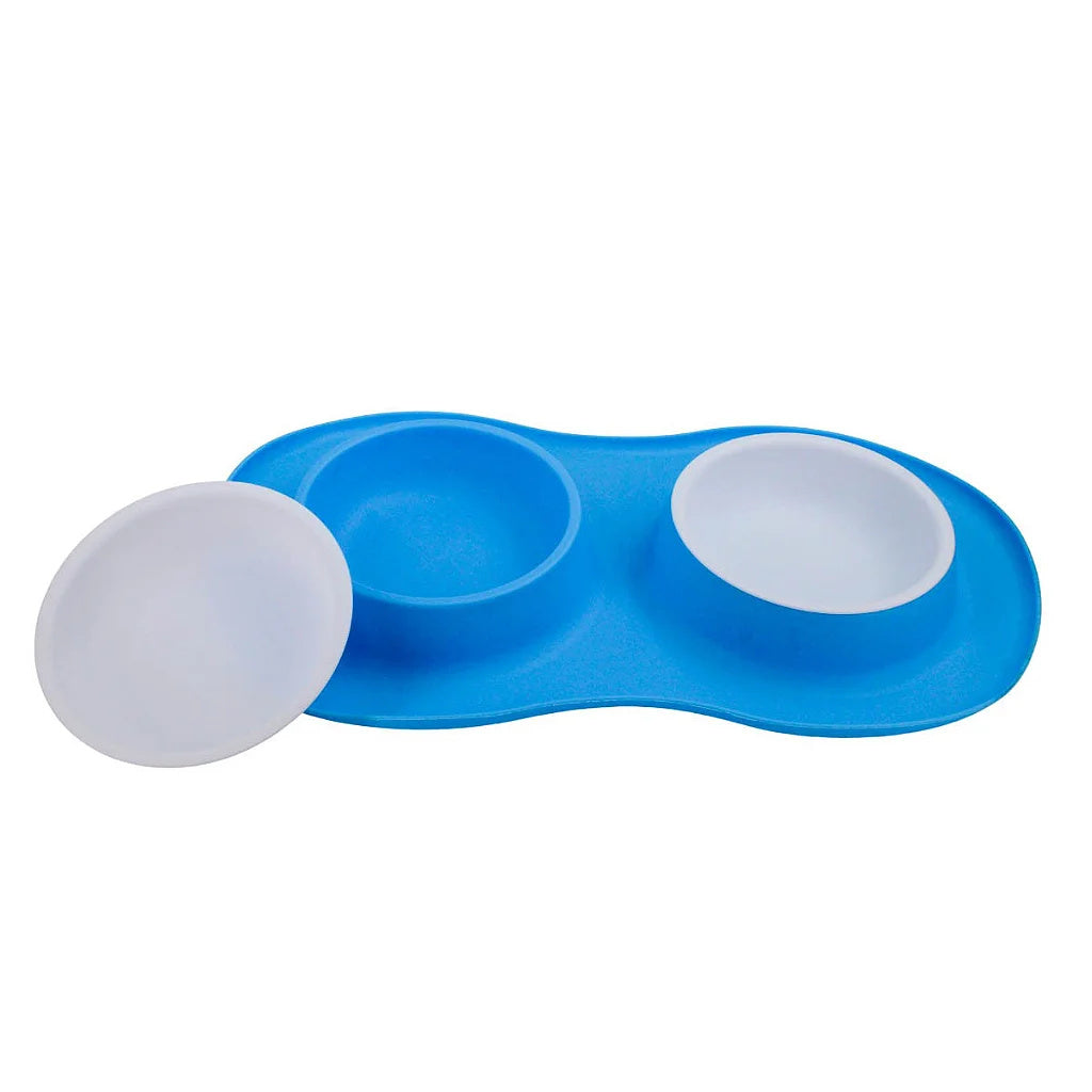 Silicone Double Food & Water Bowl for Dogs and Cats