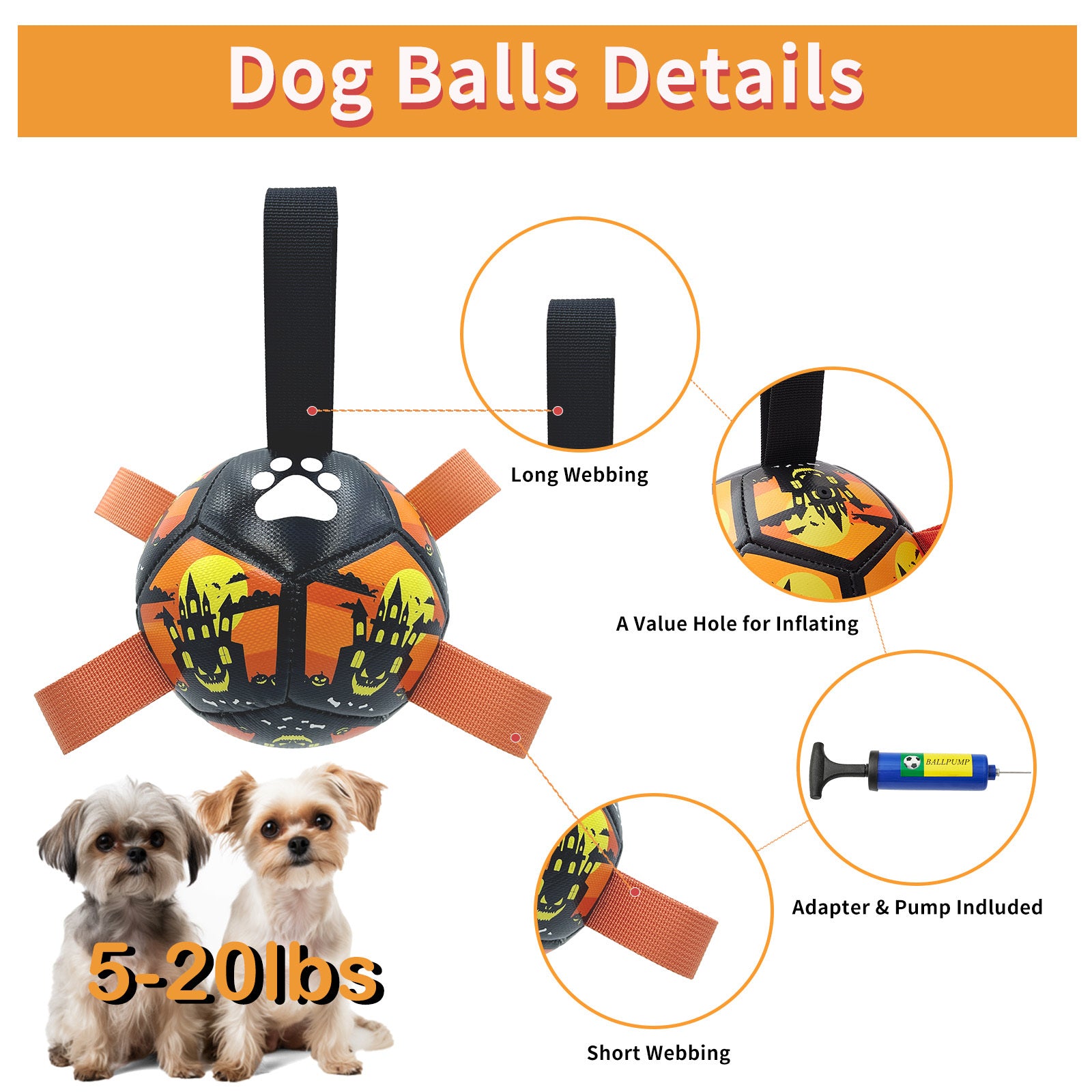 Interactive Dog Soccer Ball with Straps