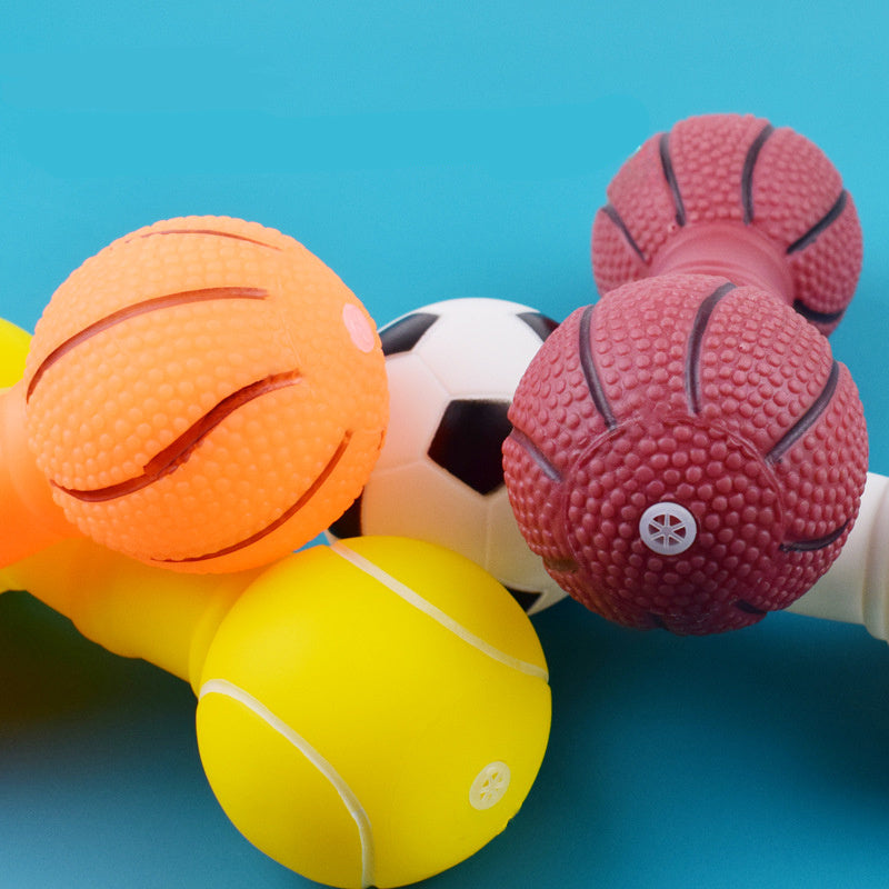 Dog Toys - Football Dumbbell Shaped Squeaky Chew Toy