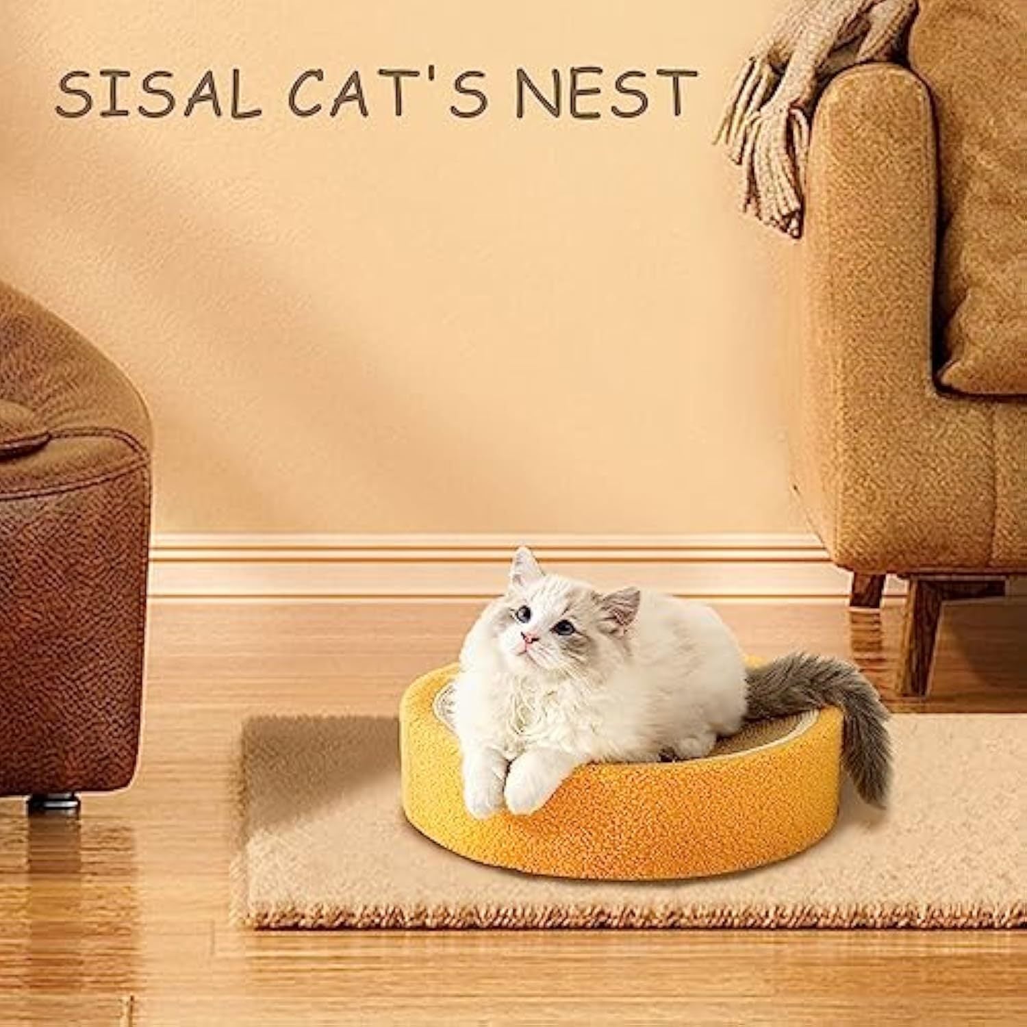 Orange Sisal Cat Scratching Board & Bed