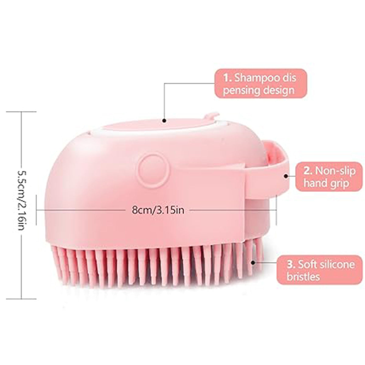 Shampoo Dispensing Dog & Cat Bath Massage Brush