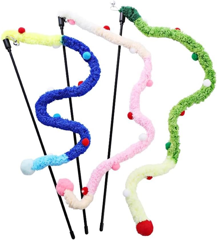 Interactive Cat Teaser Wand with Plush Strip