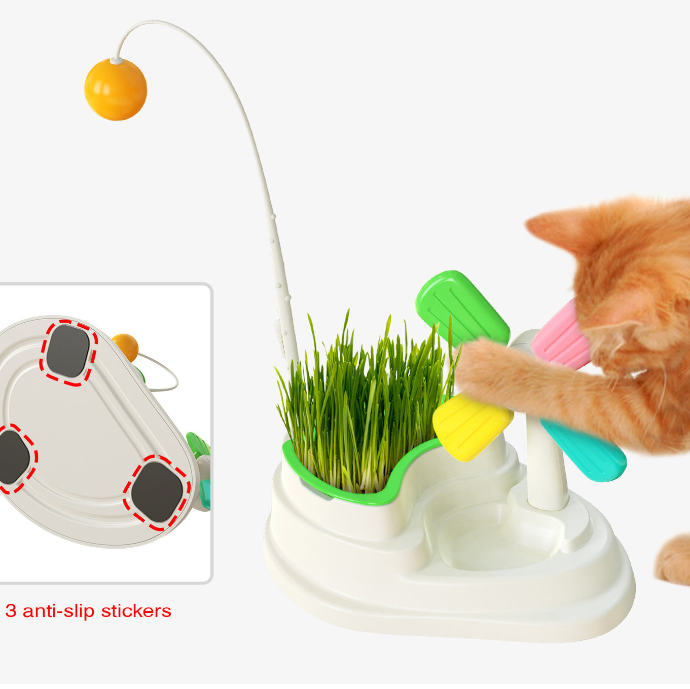 Multifunctional Interactive Cat Toy with Cat Grass Pot