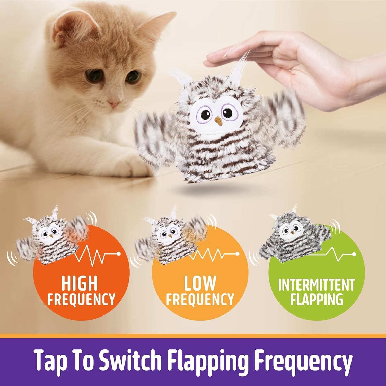 Rechargeable Automatic Owl Cat Toy with Catnip