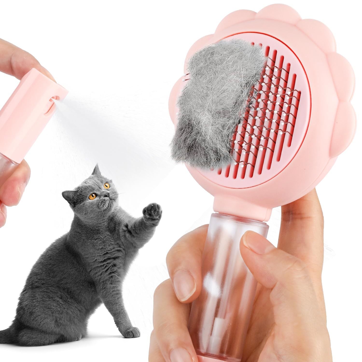 3-in-1 Spray Cat Brush with Release Button