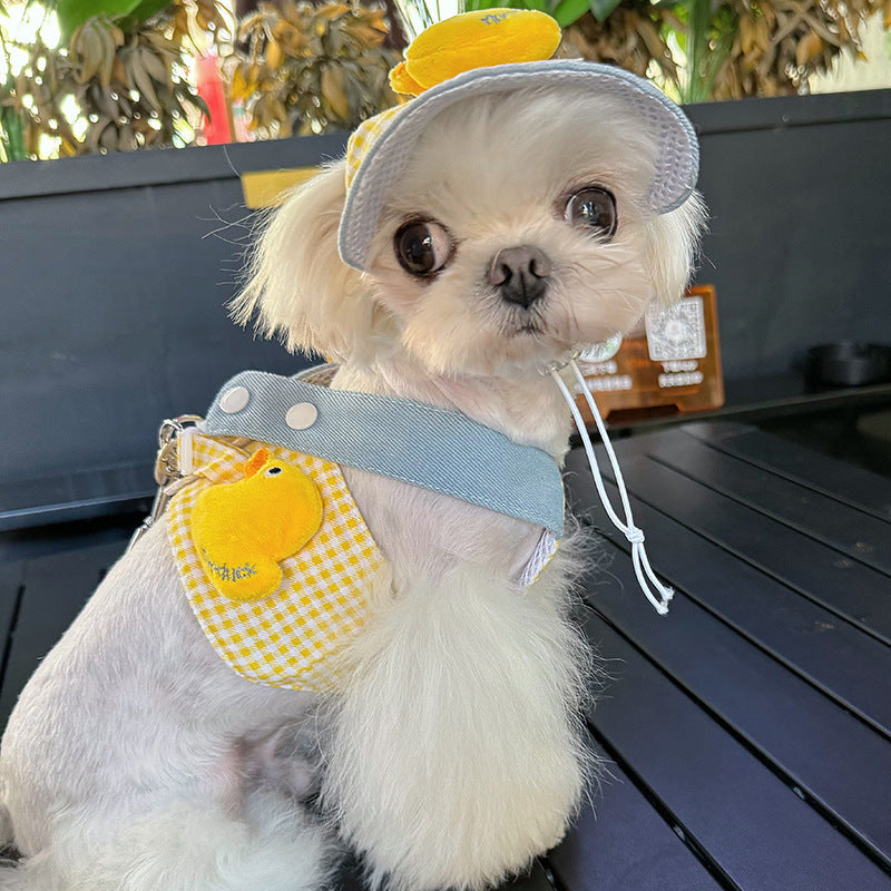 Summer Pet Harness and Leash Set with Cute Hat