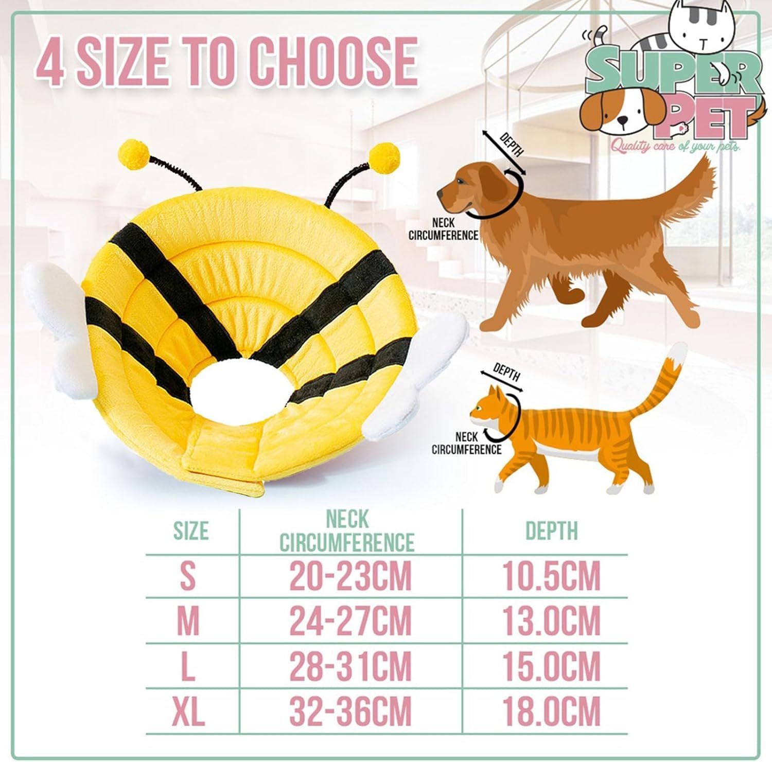 Soft Bee Cat Cone Collar