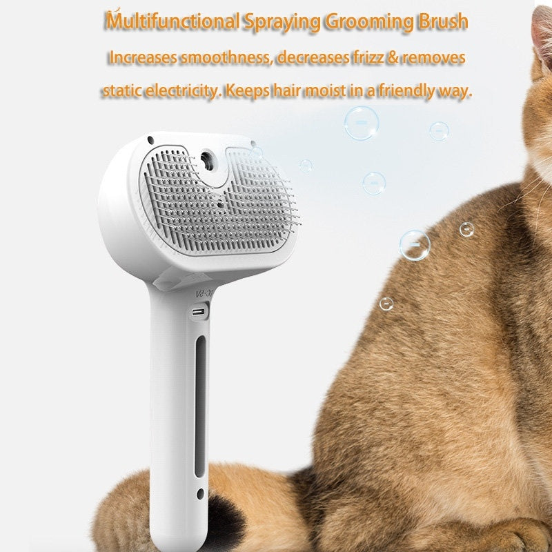 Self-Cleaning Pet Hair Remover Brush with Built-in Mist Humidifier