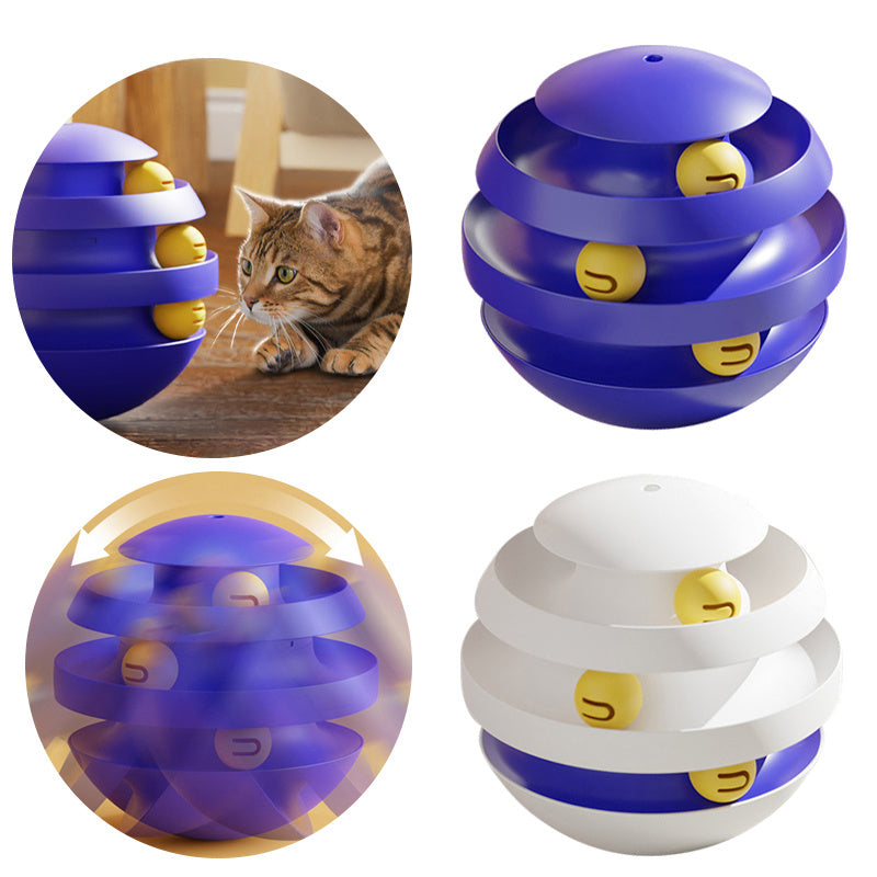 3-Layer Interactive Cat Toy Turntable with Ball