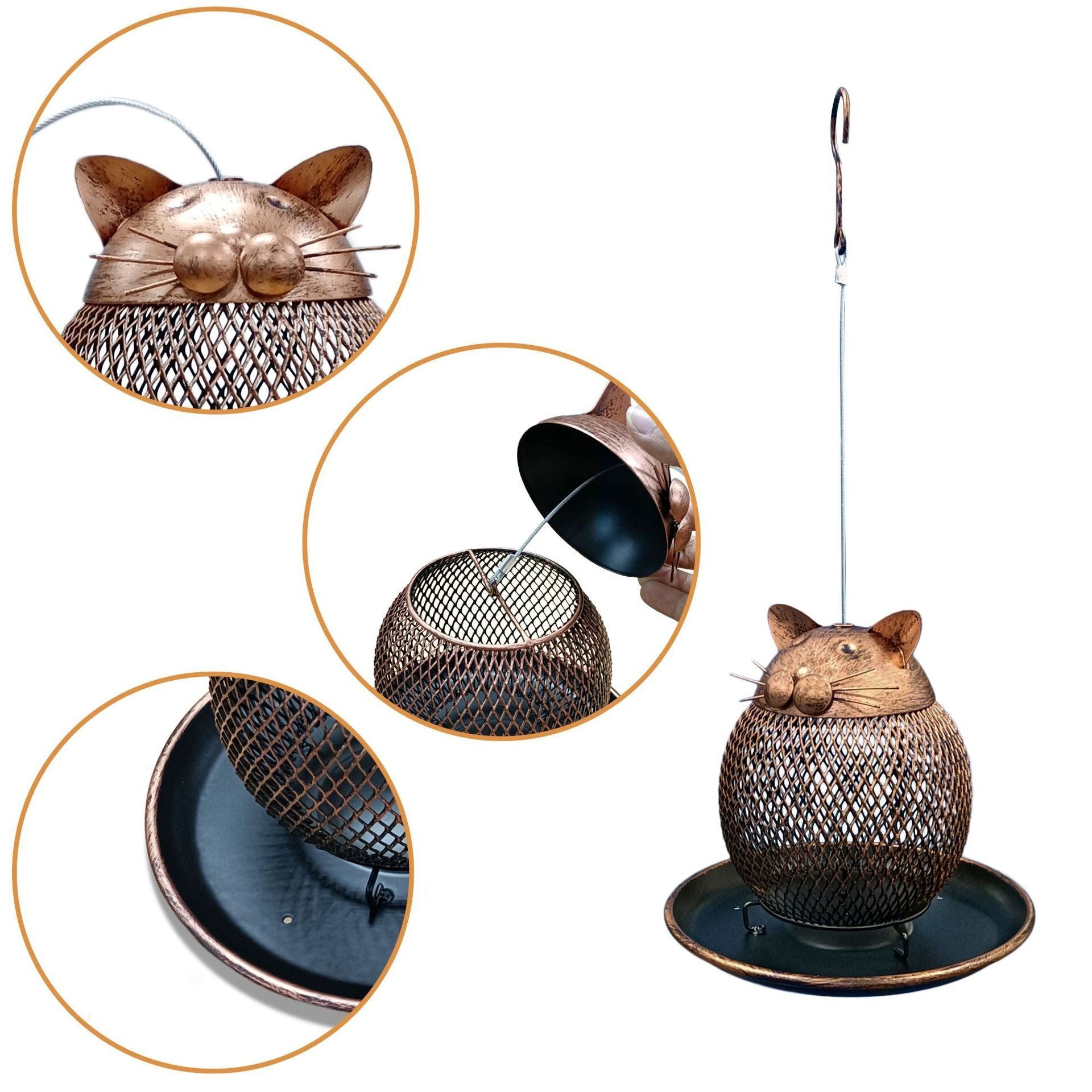 Vintage Cat-Shaped Hanging Bird Feeder