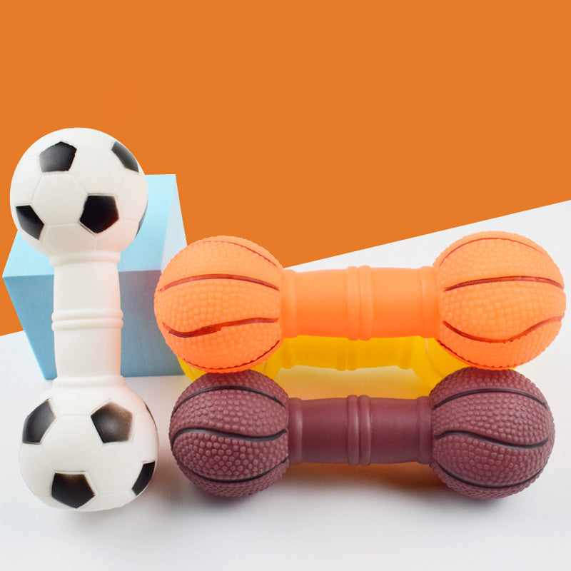 Dog Toys - Football Dumbbell Shaped Squeaky Chew Toy