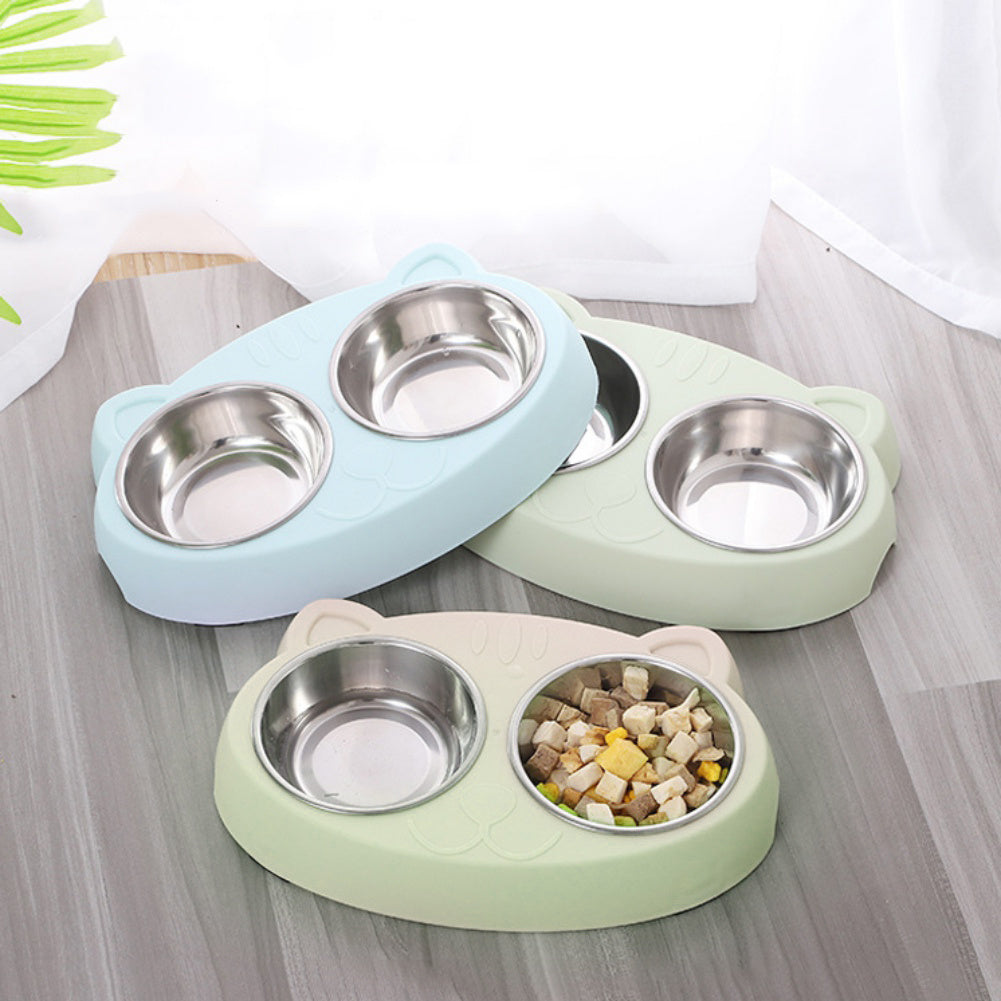 Pet Double Bowls with No-Spill Stand