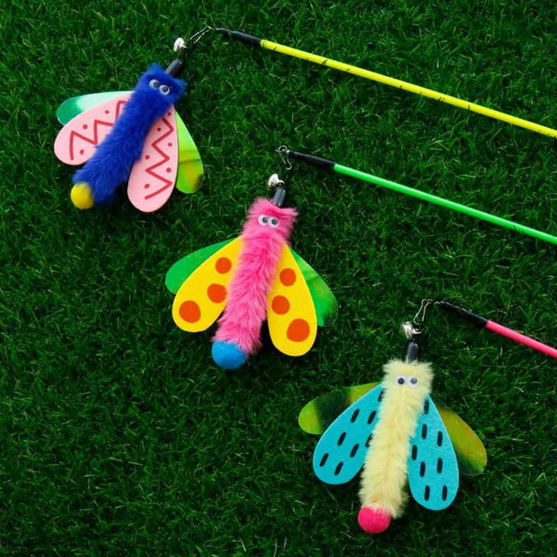 Dragonfly Cat Wand Toy with Bell