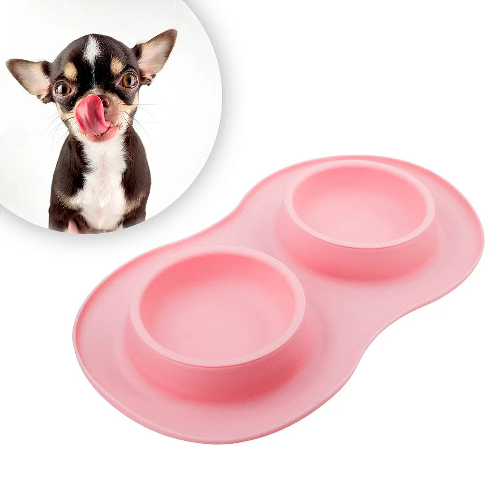 Silicone Double Food & Water Bowl for Dogs and Cats