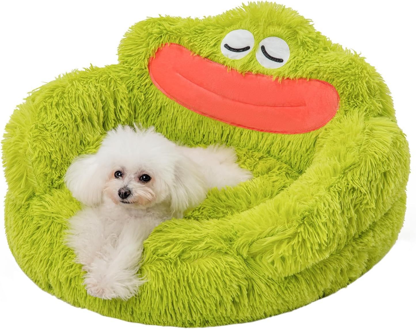 Calming Plush Donut Bed for Cats & Small Dogs