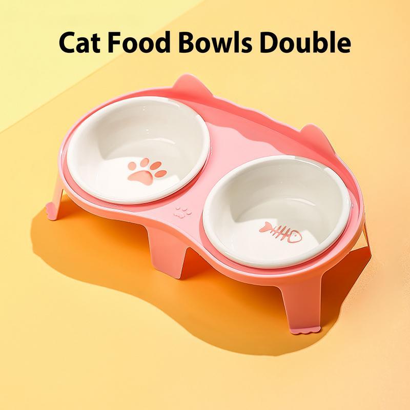 Ceramic Cat Food & Water Bowl Set