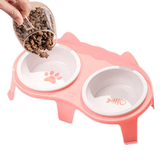 Ceramic Cat Food & Water Bowl Set