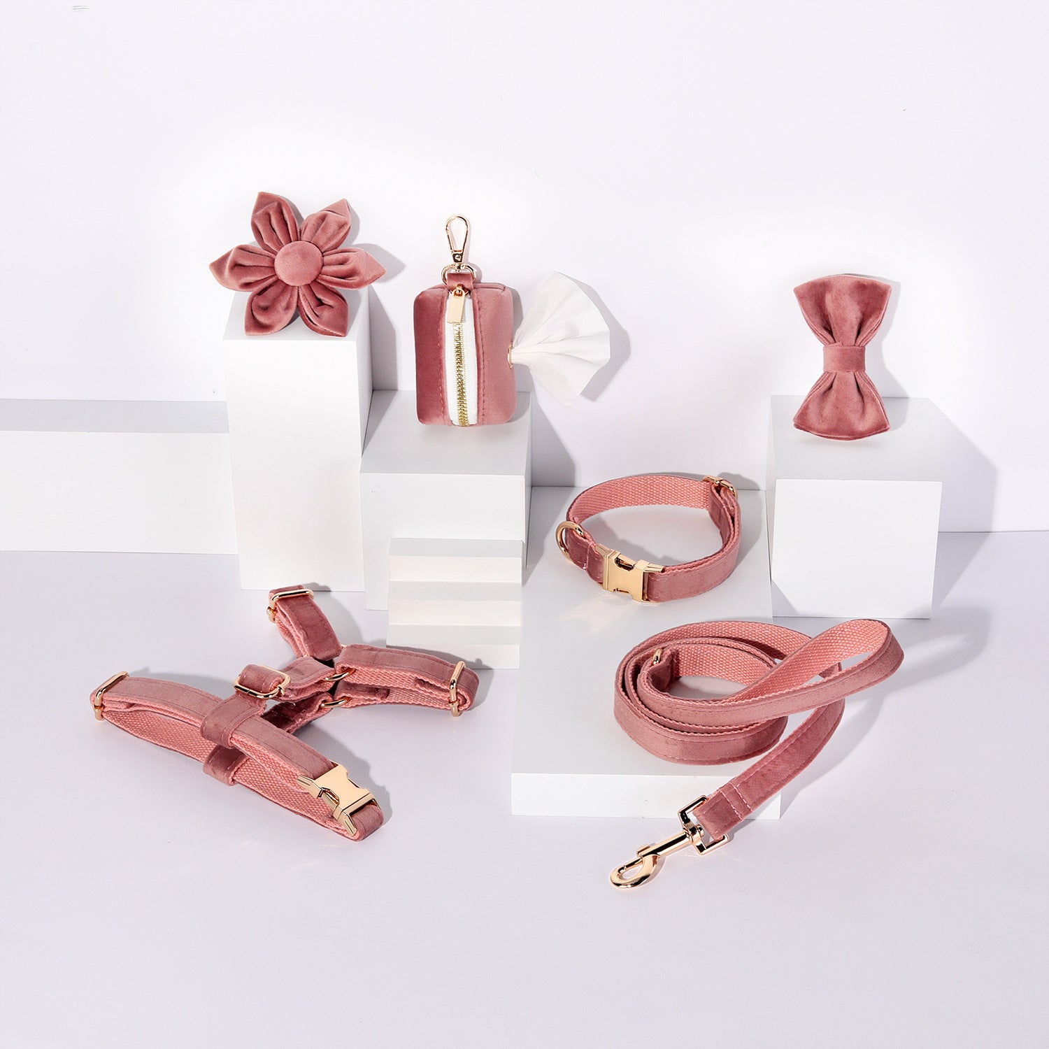 Classic Velvet Pet Collar & Leash Set