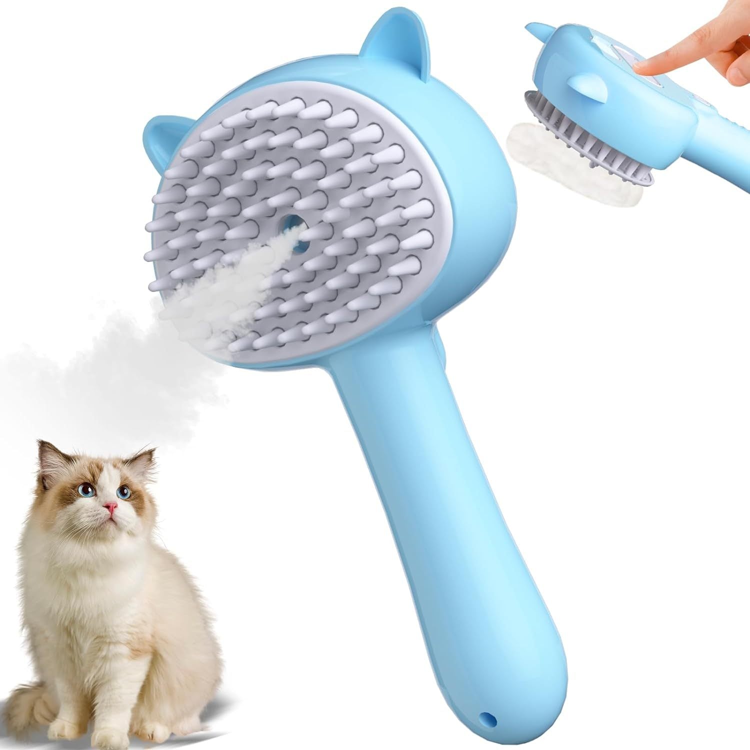 4-in-1 Cat Steam Brush with Release Button