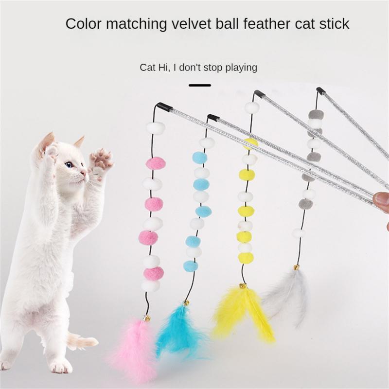 Interactive Cat Teaser Rod with Bell and Feather